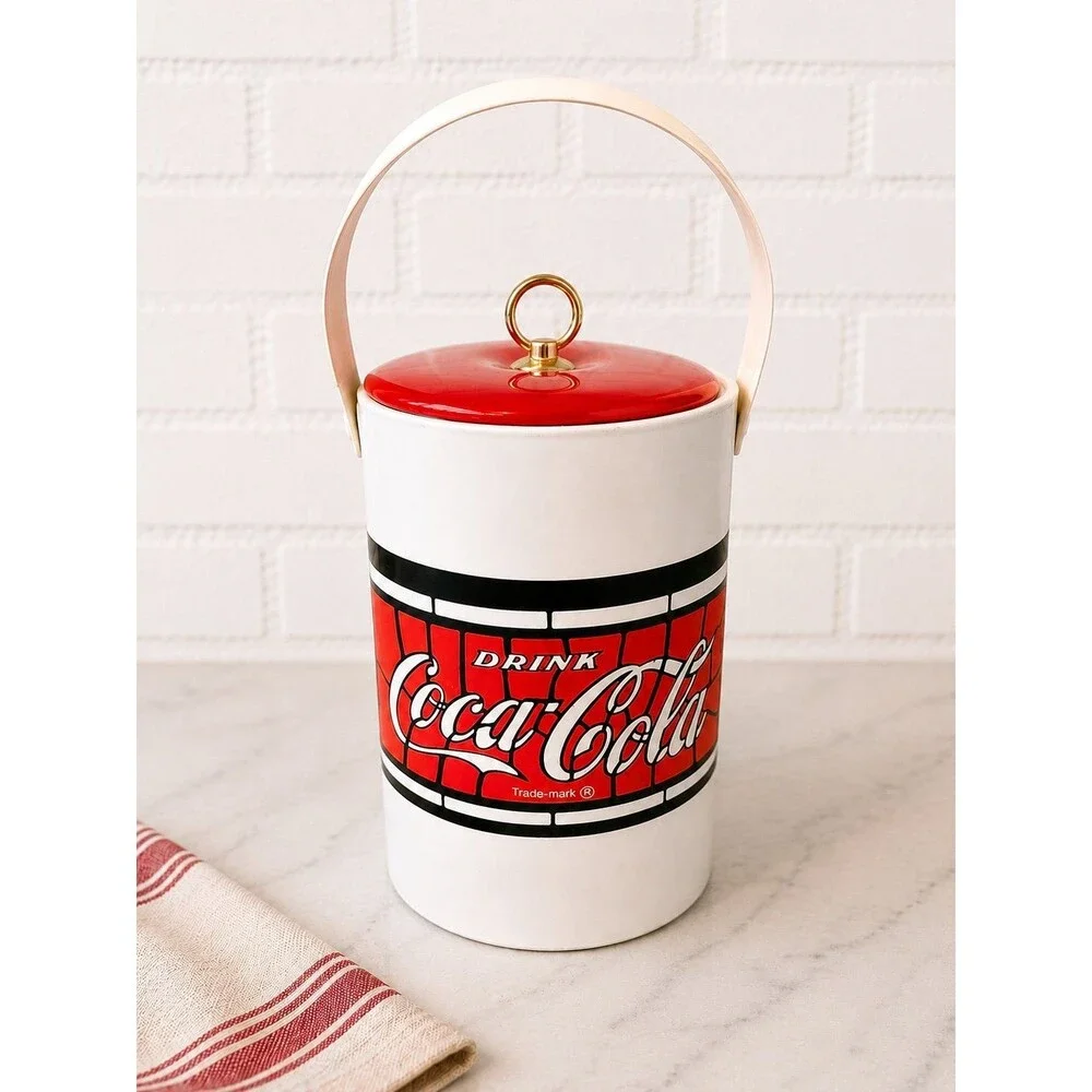 Vintage Coca-Cola Ice Bucket with Lid & Handle – Large Coke Collectible